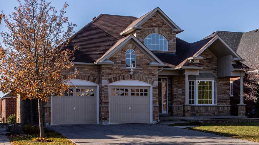 Two tan garage doors